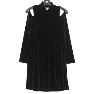 Veronica M Dress Velvet Whimsigoth Witchy Y2K Grunge Dark Cold Shoulder Black XS